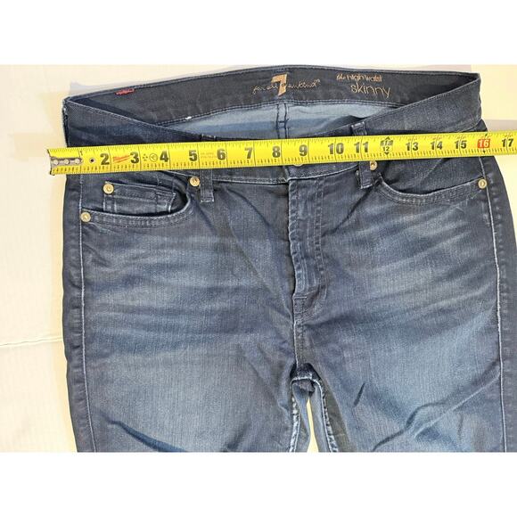 7 For All Mankind Womens Dark Wash High Waisted Skinny Jeans, Size 30 - Picture 6 of 8